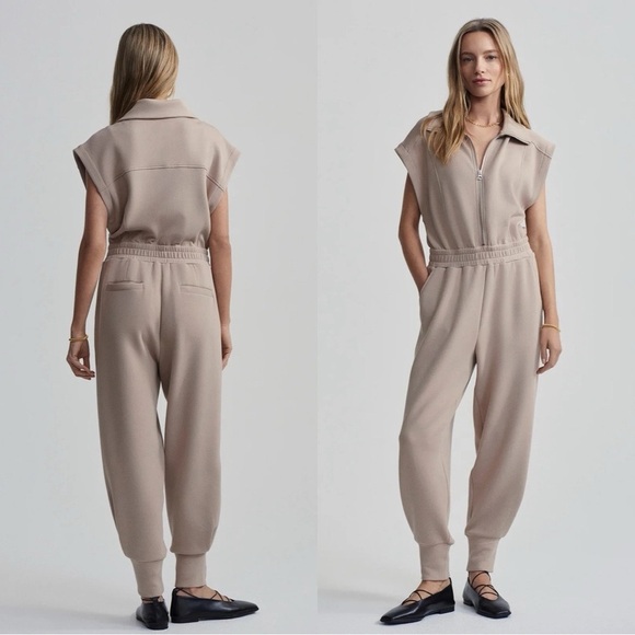 Varley Pants - NWT VARLEY Monica Jumpsuit Double Soft in Light Taupe Sz L